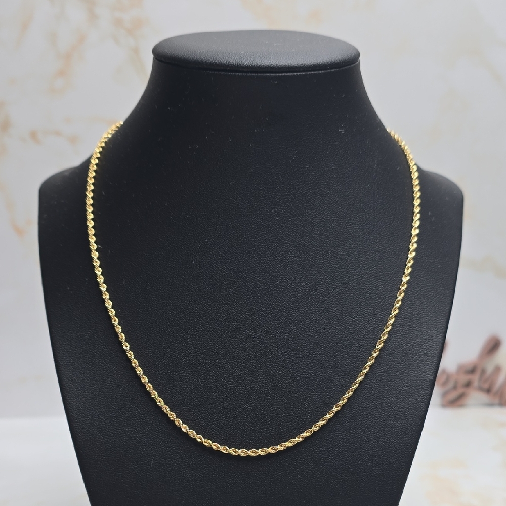 14k Solid Gold Rope Necklace 18 Inch